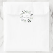 Witte rozen en groen bloemenbruiloft ronde sticker (Tas)