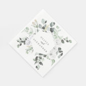 Witte rozen en groen bloemenbruiloft servet (Hoek)