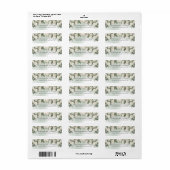 witte rozen en groen gebladerte bruiloft etiket (Full Sheet)