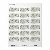 witte rozen en groen gebladerte bruiloft etiket (Full Sheet)
