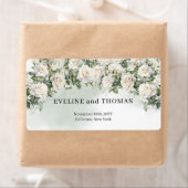 witte rozen en groen gebladerte bruiloft etiket (Insitu)
