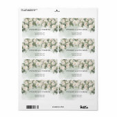 witte rozen en groen gebladerte bruiloft etiket (Full Sheet)