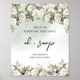witte rozen en groen gebladerte oh snap poster
