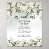 witte rozen en groen Signature drinken Poster (Voorkant)