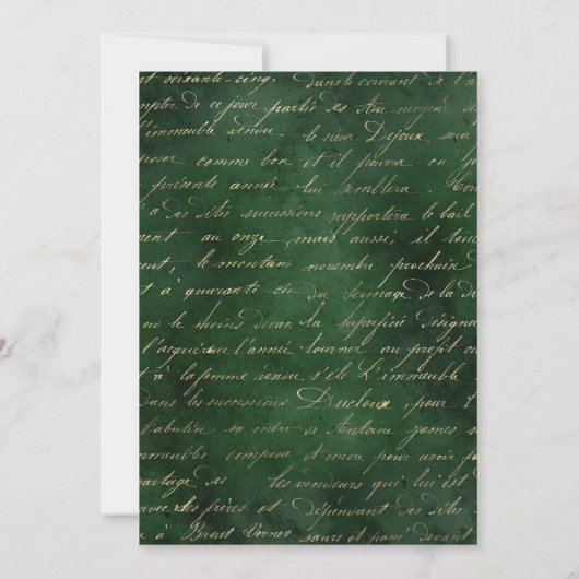 Witte rozen en groene Damask Quinceañera Kaart (Achterkant)