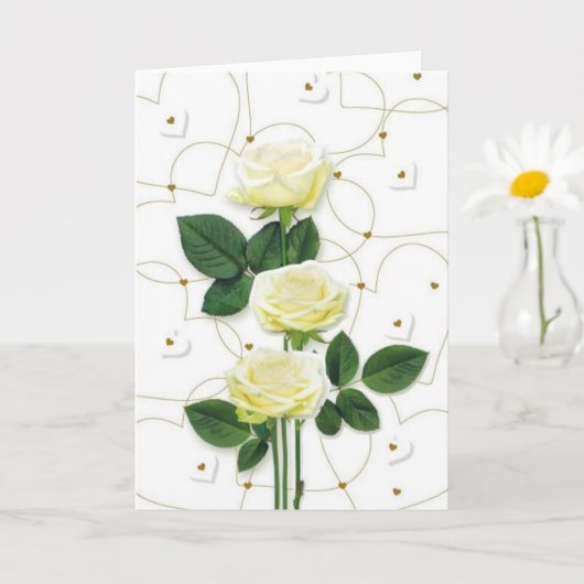 Witte rozen en harten kaart (Kleine Plant)