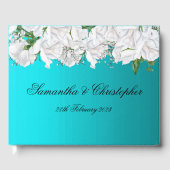 Witte Rozen en Helder Aqua Trouwen Gastenboek (Voorkant)