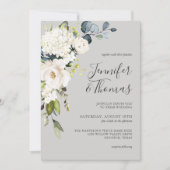 Witte rozen en hortensia Elegante bloemenbruiloft Kaart (Voorkant)