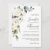 Witte rozen en hortensia's Elegante bloemenbruilof Kaart (Voorkant)