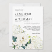 Witte rozen en hortensia's Elegante bloemenbruilof Kaart (Voorkant)