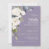 Witte Rozen en Hydrangeas Elegant 50ste verjaardag Kaart (Voorkant)