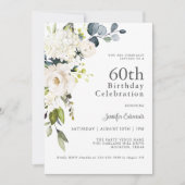 Witte Rozen en Hydrangeas Elegant 60ste verjaardag Kaart (Voorkant)