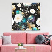 Witte Rozen En Iriserende Bubbel Abstract Canvas Afdruk (Insitu (Woonkamer))