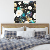 Witte Rozen En Iriserende Bubbel Abstract Canvas Afdruk (Insitu (Slaapkamer))