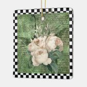  witte rozen en kastdroog keramisch ornament (Links)