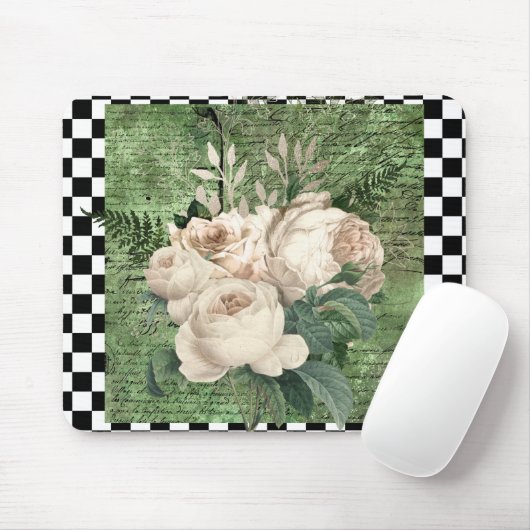 witte rozen en kastdroog muismat (Met muis)