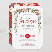 Witte rozen en kerstheilig diner Uitnodiging (Voorkant / Achterkant)