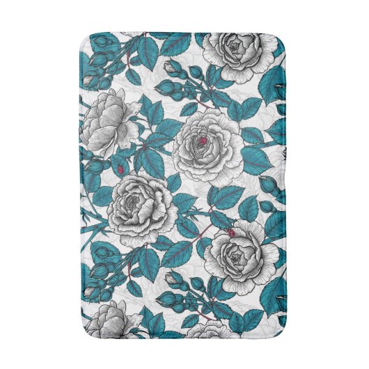Witte rozen en ladybugs badmat (Voorkant Verticaal)