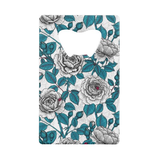 Witte rozen en ladybugs creditkaart flessenopener (Voorkant)