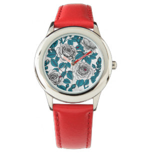Witte rozen en ladybugs horloge