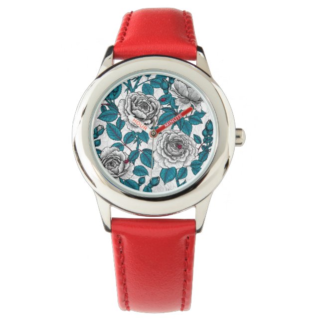 Witte rozen en ladybugs horloge (Voorkant)