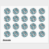 Witte rozen en ladybugs ronde sticker (Vel)