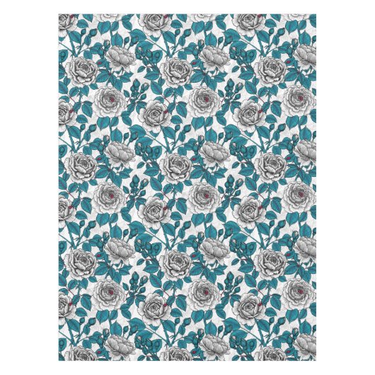 Witte rozen en ladybugs tafelkleed (Voorkant)