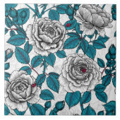 Witte rozen en ladybugs tegeltje (Voorkant)