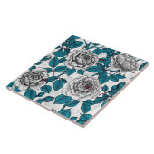 Witte rozen en ladybugs tegeltje (Zijkant)