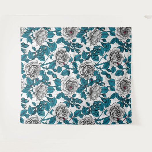 Witte rozen en ladybugs wandkleed (Voorkant (horizontaal))