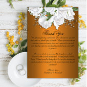 Witte Rozen en Metallic Sinaasappel bruiloft Bedankkaart
