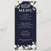 Witte Rozen en Prinses Tiara Donkerblauw Menu (Voorkant)