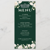 Witte Rozen en Prinses Tiara Donkergroen Menu (Voorkant)