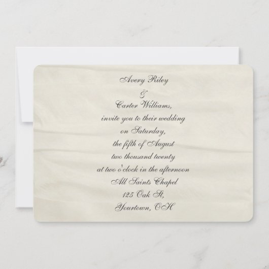 witte rozen en ringen op bruiloft kaart (Achterkant)