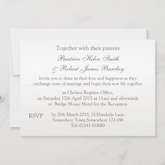 Witte rozen en ringen Weddenschap Kaart (Achterkant)