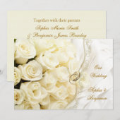 Witte rozen en ringen Weddenschap Kaart (Voorkant / Achterkant)