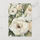 Witte Rozen en Smaragd Groene Boho Bruiloft Detail Informatiekaartje (Achterkant)