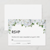 witte rozen en snijwanden RSVP kaartje (Voorkant / Achterkant)
