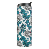 Witte rozen en thermische ladybugs tumbler thermosbeker (Gedraaid links)