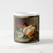 Witte rozen en Violet aan de rand van het hout Grote Koffiekop (Voorkant)