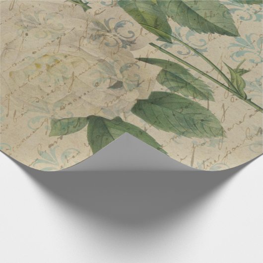 witte rozen en vlinder cadeaupapier (Hoek)