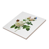 Witte rozen en vlinders door Redoute Tegeltje (Zijkant)
