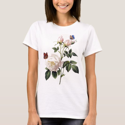 witte rozen en vlinders, Pierre Joseph Redouté T-shirt (Voorkant)