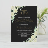 Witte Rozen en Zwart Verpleegkundig Afstudeerfeest Kaart (Staand voorkant)