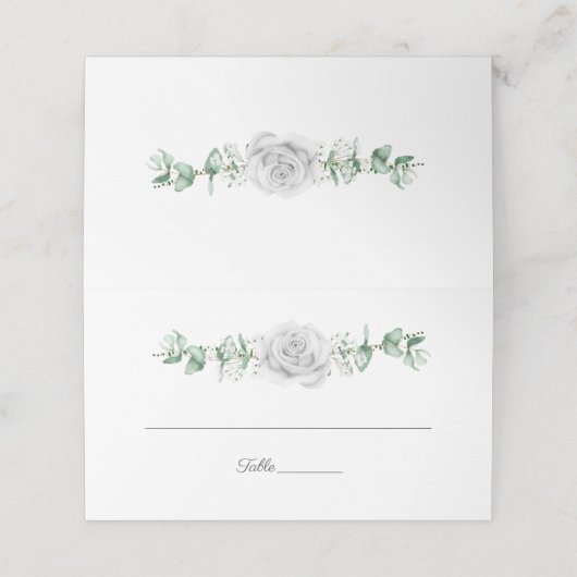 Witte Rozen Eucalyptus Baby's Ademplaats Kaarten Plaatskaartje (Buitenkant ongevouwen)