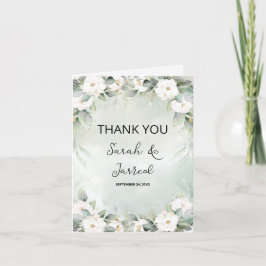 Witte rozen Eucalyptus bladeren Bedankkaart