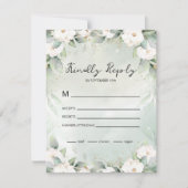 Witte rozen Eucalyptus bladeren RSVP Kaartje (Voorkant)