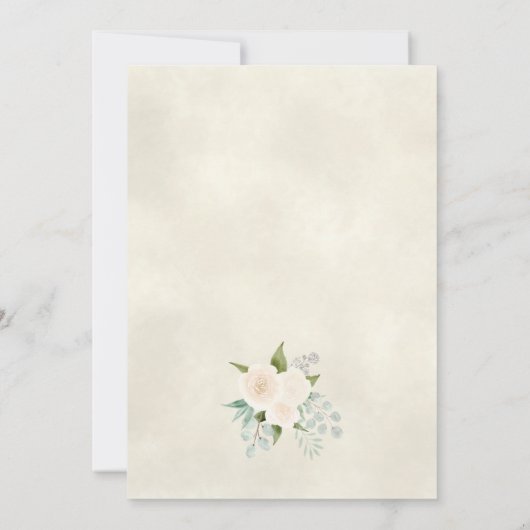 Witte Rozen & Eucalyptus Boho Waterverf Bruiloft Kaart (Achterkant)