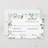 Witte rozen Eucalyptus Botanische bruiloft RSVP Kaartje (Voorkant)