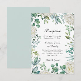 Witte Rozen Eucalyptus Botanische Trouwreceptie Informatiekaartje
